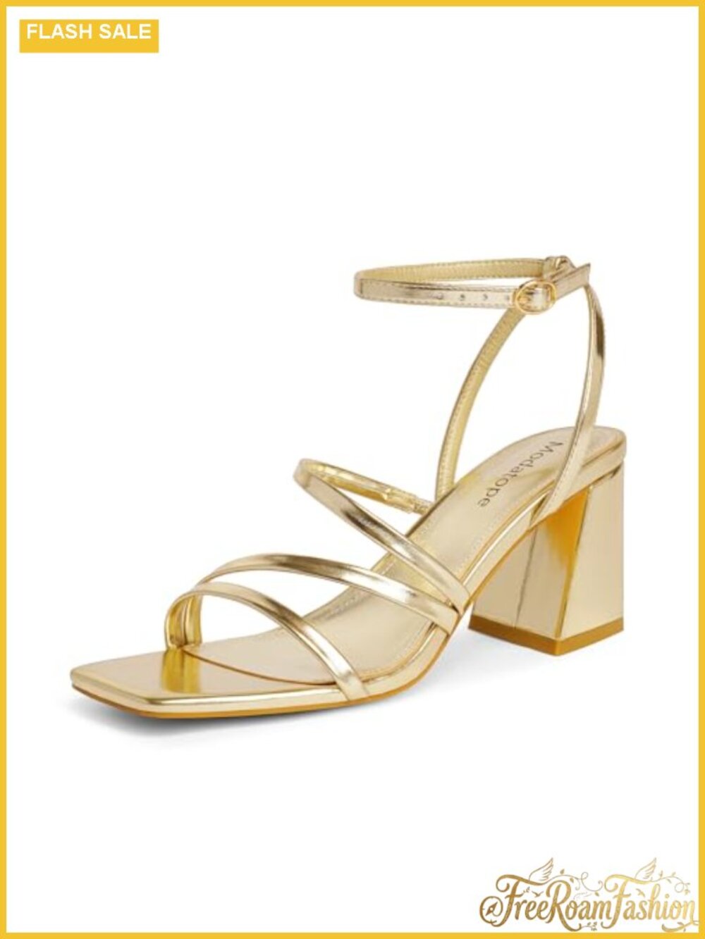Modatope Women's Strappy Block Heel Square Toe Sandals Prom Party Shoes